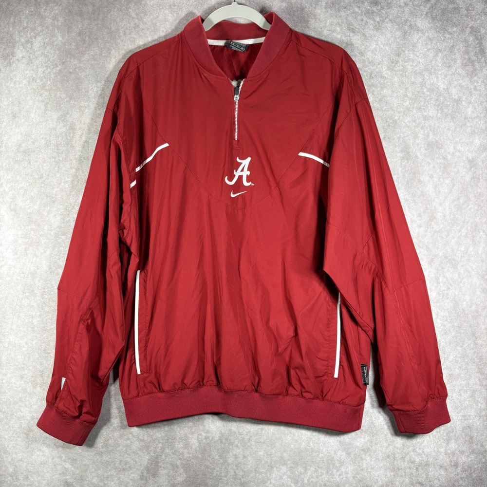 Nike Alabama Crimson Tide Pullover Men M Red Clima-Fit Windbreaker 1/4 Zip 00s
